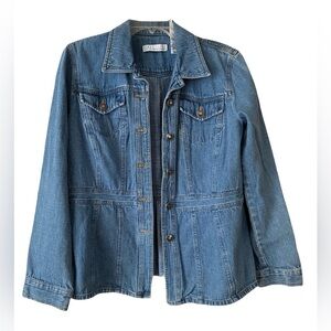 First Issue/Liz Claiborne Denim Jacket, Sz. L, Fitted Blazer Style, Med. Wash